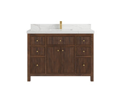 Sonoma Reeded Teak Wood 48 in. W x 22 in. D Single Sink Bathroom Vanity - photo 9