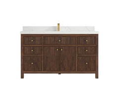 Sonoma Reeded Teak Wood 60 in. W x 22 in. D Single Sink Bathroom Vanity - photo 9