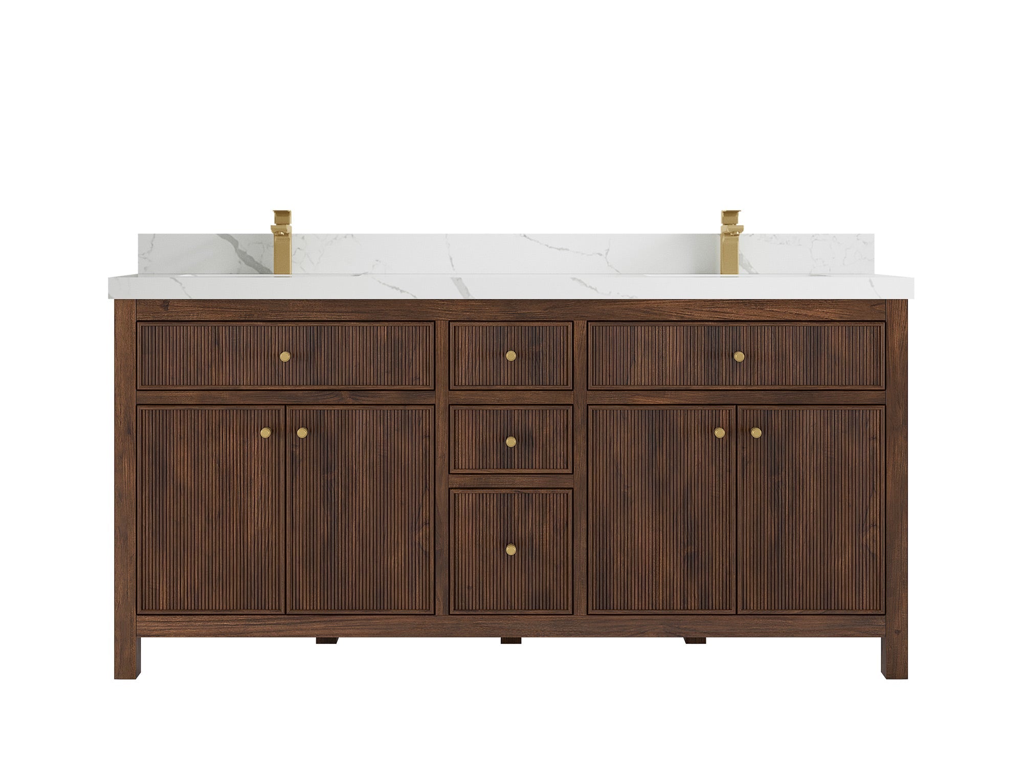 Sonoma Reeded Teak Wood 72 in. W x 22 in. D Double Sink Bathroom Vanity