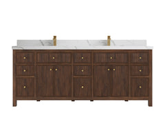 Sonoma Reeded Teak Wood 84 in. W x 22 in. D Double Sink Bathroom Vanity - photo 9