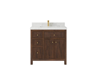 Sonoma Reeded Teak Wood 36 in. W x 22 in. D Center Sink Bathroom Vanity