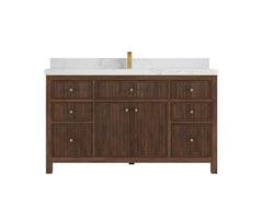 Sonoma Reeded Teak Wood 60 in. W x 22 in. D Single Sink Bathroom Vanity - photo 10