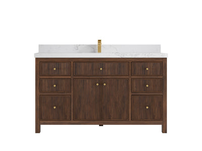 Sonoma Reeded Teak Wood 60 in. W x 22 in. D Single Sink Bathroom Vanity