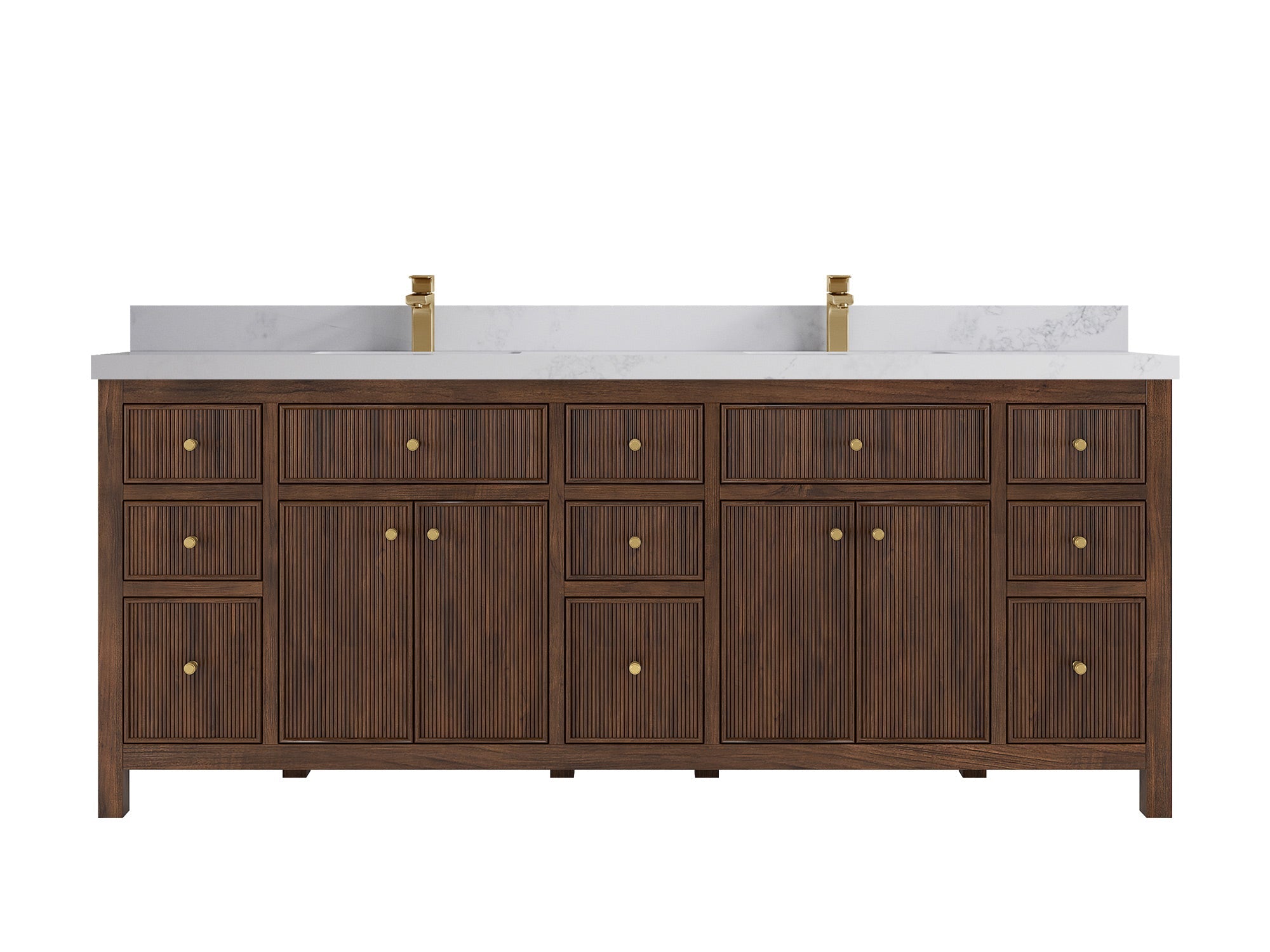 Sonoma Reeded Teak Wood 84 in. W x 22 in. D Double Sink Bathroom Vanity