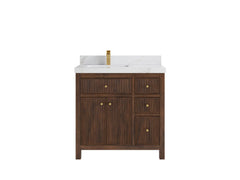 Sonoma Reeded Teak Wood 36 in. W x 22 in. D Left Offset Sink Bathroom Vanity - photo 11