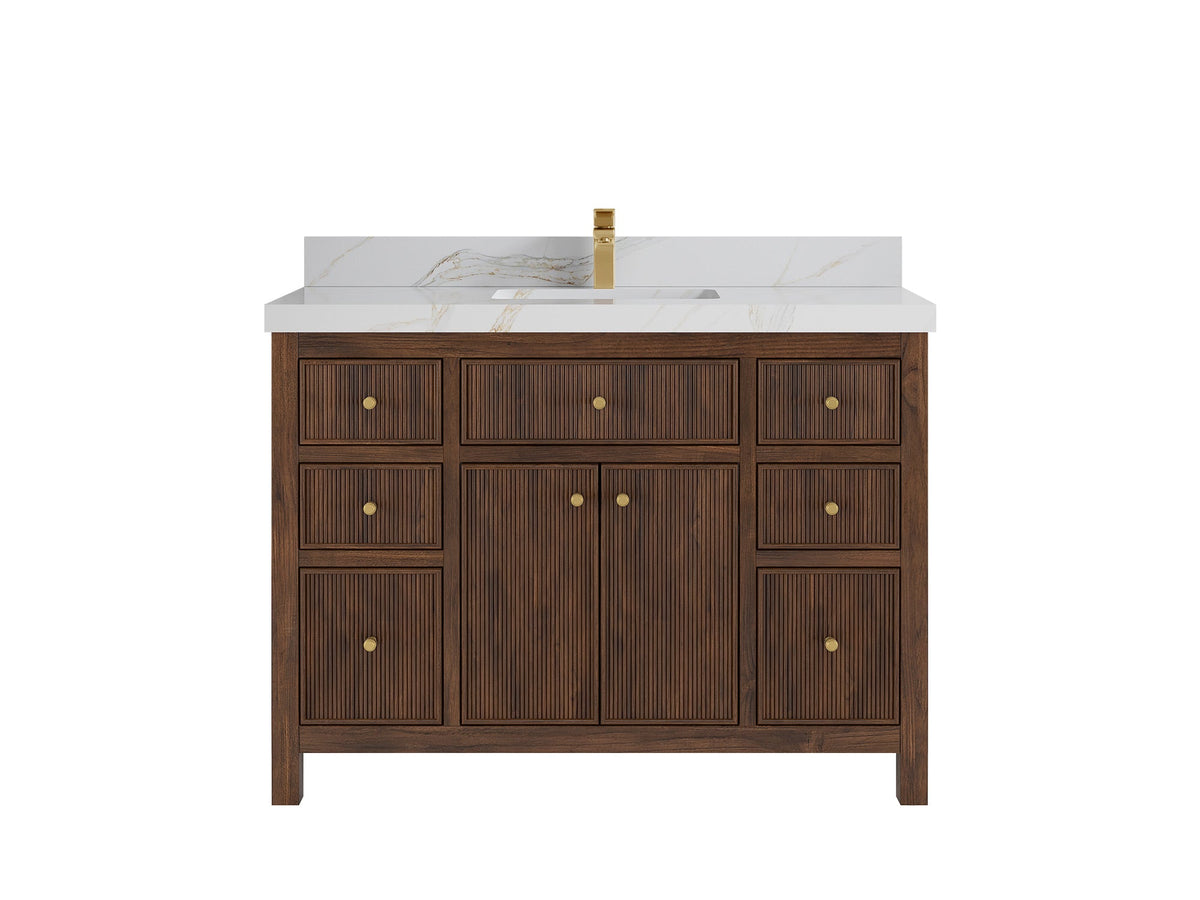 Sonoma Reeded Teak Wood 48 in. W x 22 in. D Single Sink Bathroom Vanity
