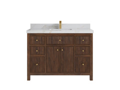 Sonoma Reeded Teak Wood 48 in. W x 22 in. D Single Sink Bathroom Vanity - photo 12