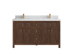 Sonoma Reeded Teak Wood 60 in. W x 22 in. D Double Sink Bathroom Vanity - photo 12