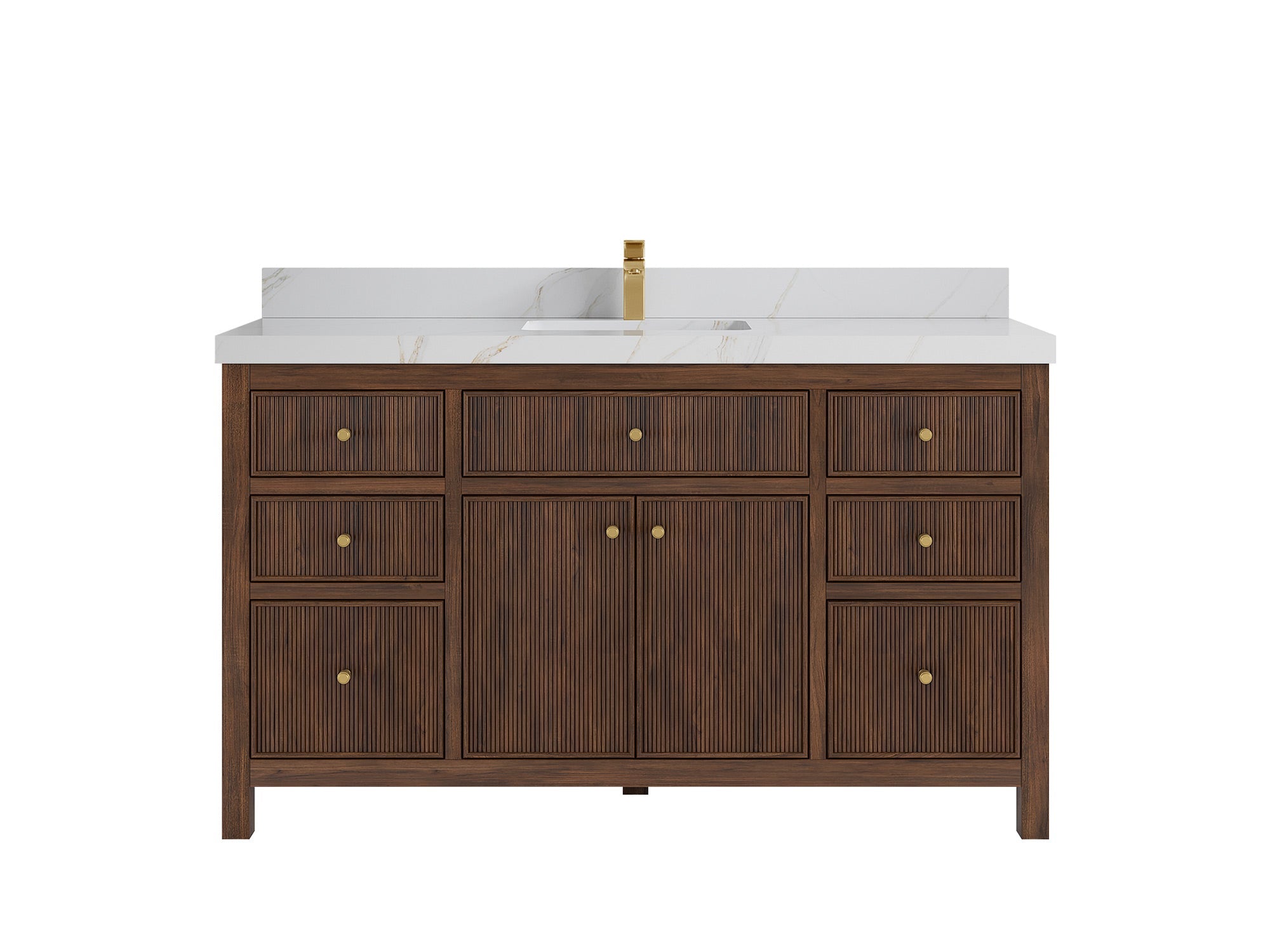 Sonoma Reeded Teak Wood 60 in. W x 22 in. D Single Sink Bathroom Vanity