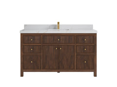Sonoma Reeded Teak Wood 60 in. W x 22 in. D Single Sink Bathroom Vanity - photo 12