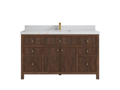 Sonoma Reeded Teak Wood 60 in. W x 22 in. D Single Sink Bathroom Vanity