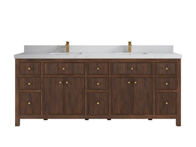 Sonoma Reeded Teak Wood 84 in. W x 22 in. D Double Sink Bathroom Vanity