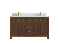 Sonoma Reeded Teak Wood 60 in. W x 22 in. D Double Sink Bathroom Vanity - photo 15