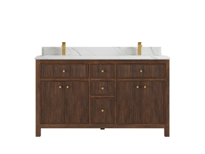 Sonoma Reeded Teak Wood 60 in. W x 22 in. D Double Sink Bathroom Vanity