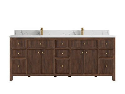 Sonoma Reeded Teak Wood 84 in. W x 22 in. D Double Sink Bathroom Vanity