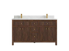 Sonoma Reeded Teak Wood 60 in. W x 22 in. D Double Sink Bathroom Vanity - photo 16