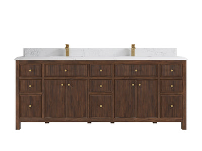 Sonoma Reeded Teak Wood 84 in. W x 22 in. D Double Sink Bathroom Vanity