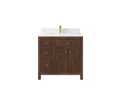Sonoma Reeded Teak Wood 36 in. W x 22 in. D Center Sink Bathroom Vanity