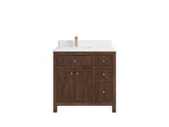 Sonoma Reeded Teak Wood 36 in. W x 22 in. D Left Offset Sink Bathroom Vanity - photo 16