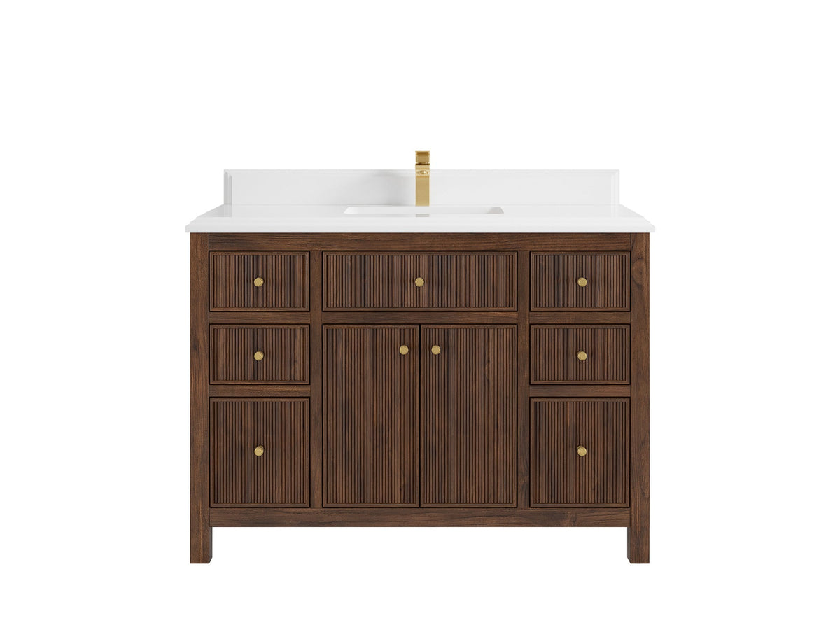 Sonoma Reeded Teak Wood 48 in. W x 22 in. D Single Sink Bathroom Vanity