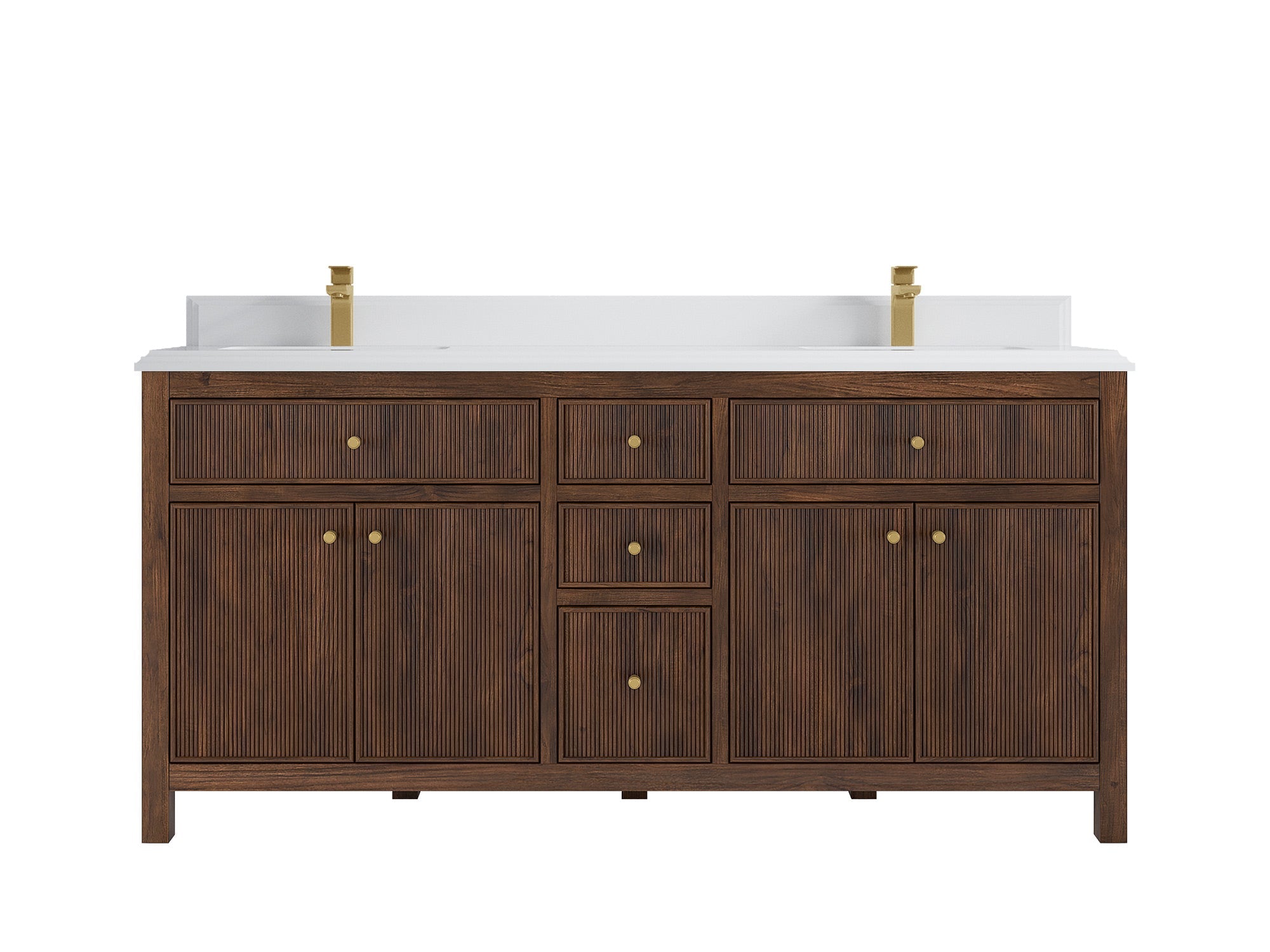 Sonoma Reeded Teak Wood 72 in. W x 22 in. D Double Sink Bathroom Vanity