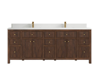 Sonoma Reeded Teak Wood 84 in. W x 22 in. D Double Sink Bathroom Vanity