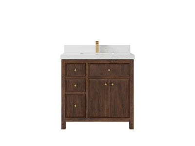 Sonoma Reeded Teak Wood 36 in. W x 22 in. D Center Sink Bathroom Vanity