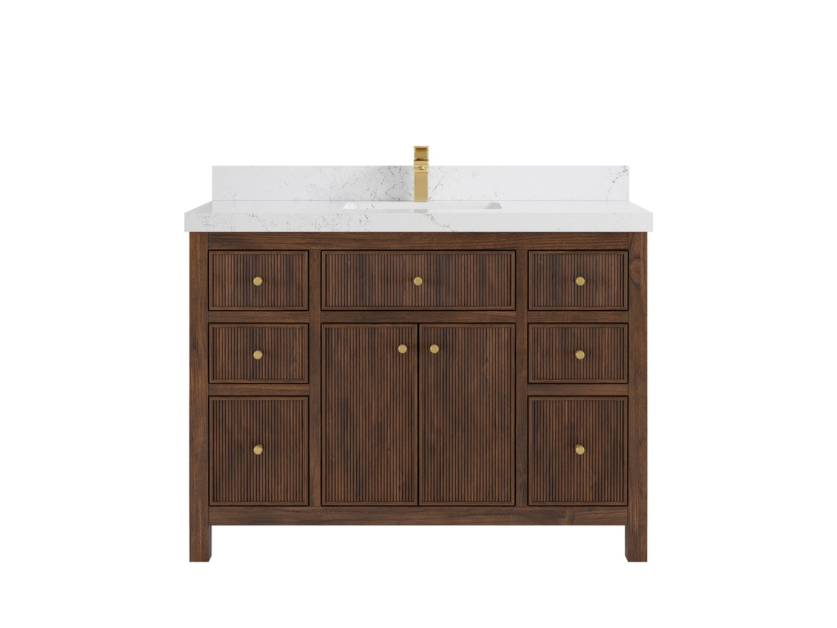 Sonoma Reeded Teak Wood 48 in. W x 22 in. D Single Sink Bathroom Vanity