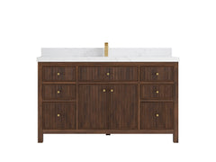 Sonoma Reeded Teak Wood 60 in. W x 22 in. D Single Sink Bathroom Vanity - photo 18