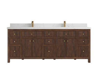 Sonoma Reeded Teak Wood 84 in. W x 22 in. D Double Sink Bathroom Vanity