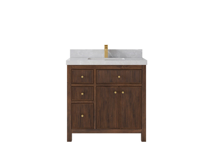 Sonoma Reeded Teak Wood 36 in. W x 22 in. D Center Sink Bathroom Reeded Vanity - photo 18