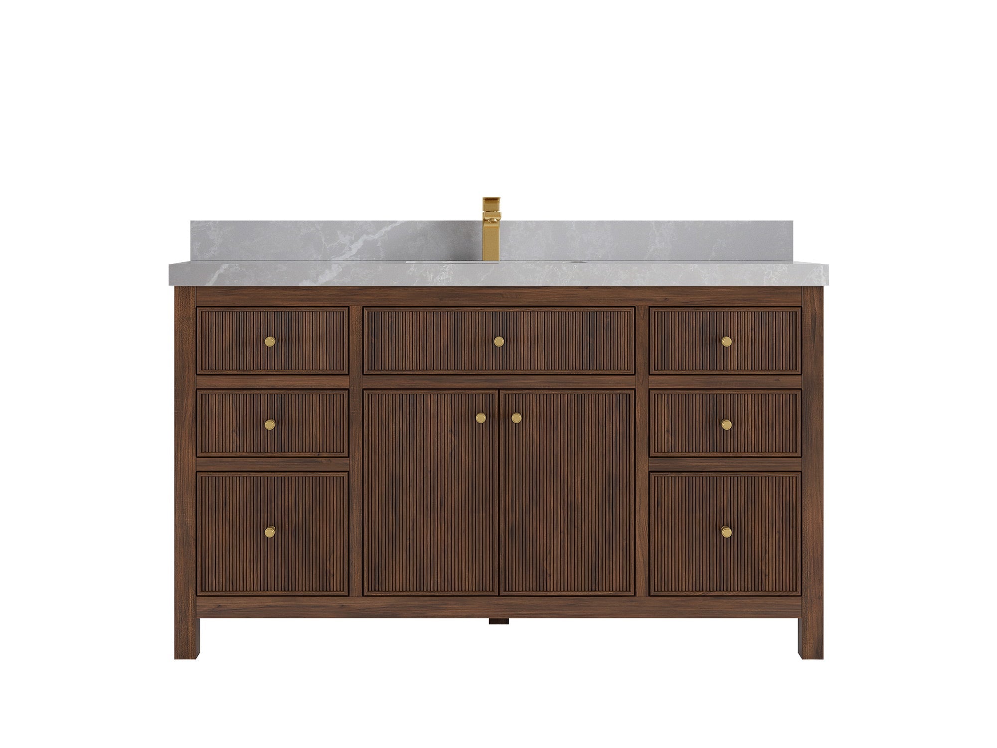 Sonoma Reeded Teak Wood 60 in. W x 22 in. D Single Sink Bathroom Vanity