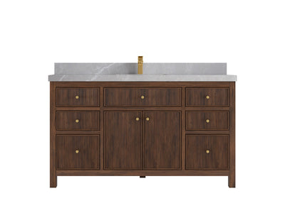 Sonoma Reeded Teak Wood 60 in. W x 22 in. D Single Sink Bathroom Vanity