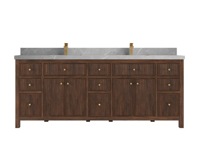 Sonoma Reeded Teak Wood 84 in. W x 22 in. D Double Sink Bathroom Vanity