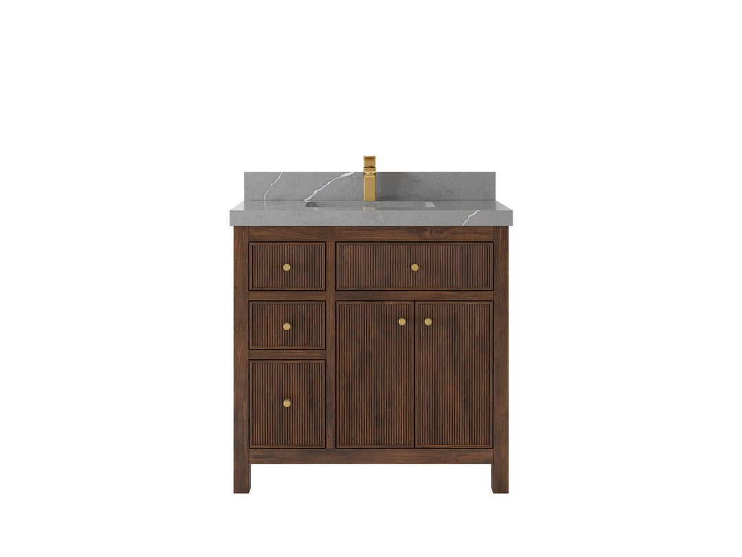 Sonoma Reeded Teak Wood 36 in. W x 22 in. D Center Sink Bathroom Reeded Vanity | 
              
                Dark Walnut Teak
                
                  
             - SON_TK_WLN_CA_BK_36CR - photo №19