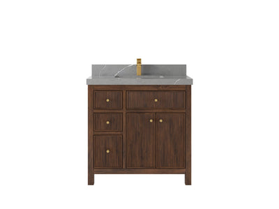 Sonoma Reeded Teak Wood 36 in. W x 22 in. D Center Sink Bathroom Vanity
