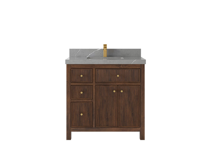 Sonoma Reeded Teak Wood 36 in. W x 22 in. D Center Sink Bathroom Reeded Vanity - photo 19