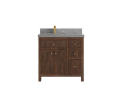 Sonoma Reeded Teak Wood 36 in. W x 22 in. D Left Offset Sink Bathroom Vanity - photo 19