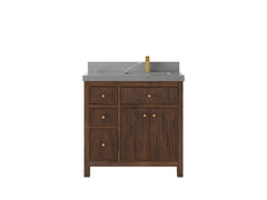Sonoma Reeded Teak Wood 36 in. W x 22 in. D Right Offset Sink Bathroom Vanity - photo 20