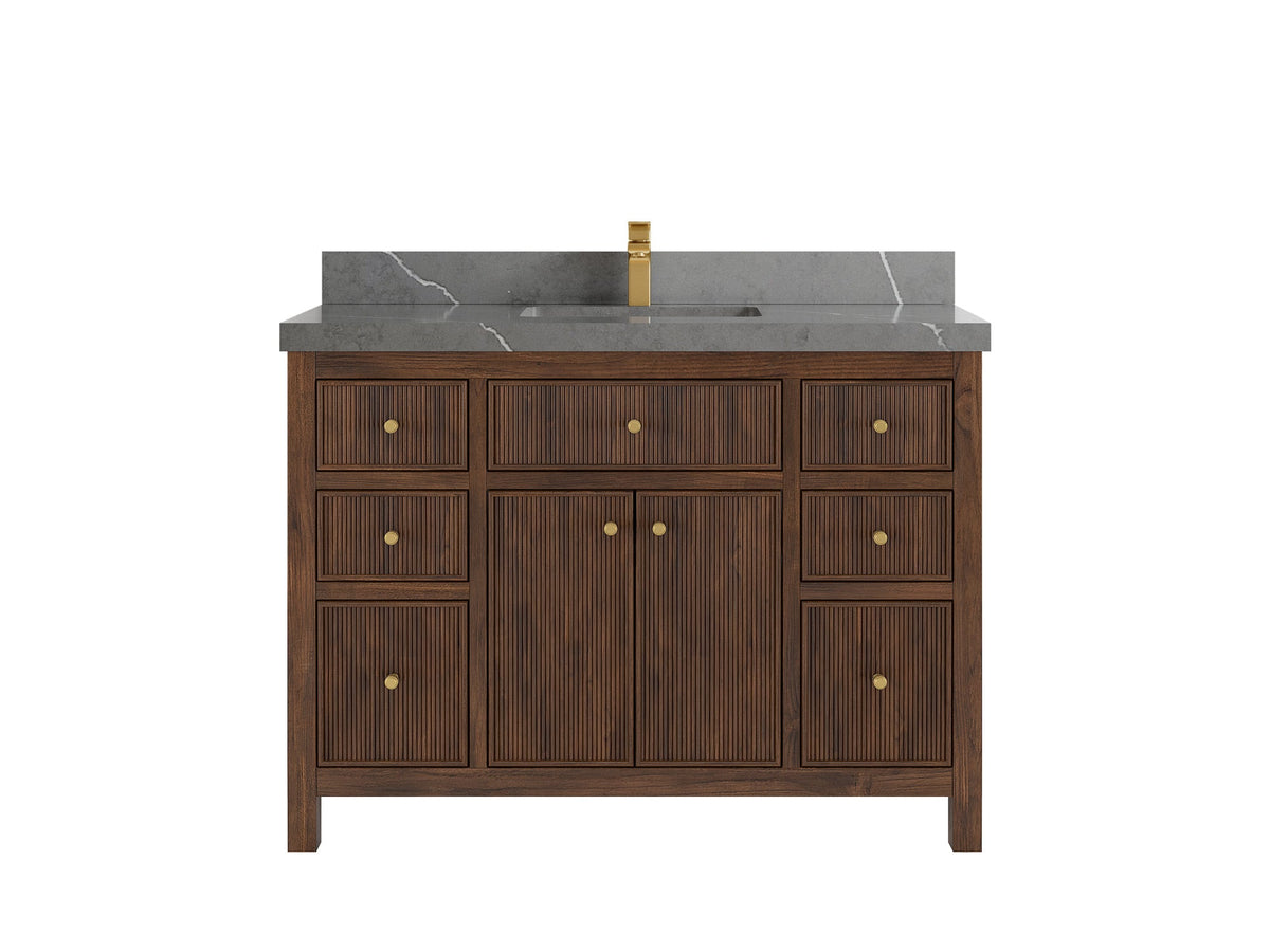 Sonoma Reeded Teak Wood 48 in. W x 22 in. D Single Sink Bathroom Vanity