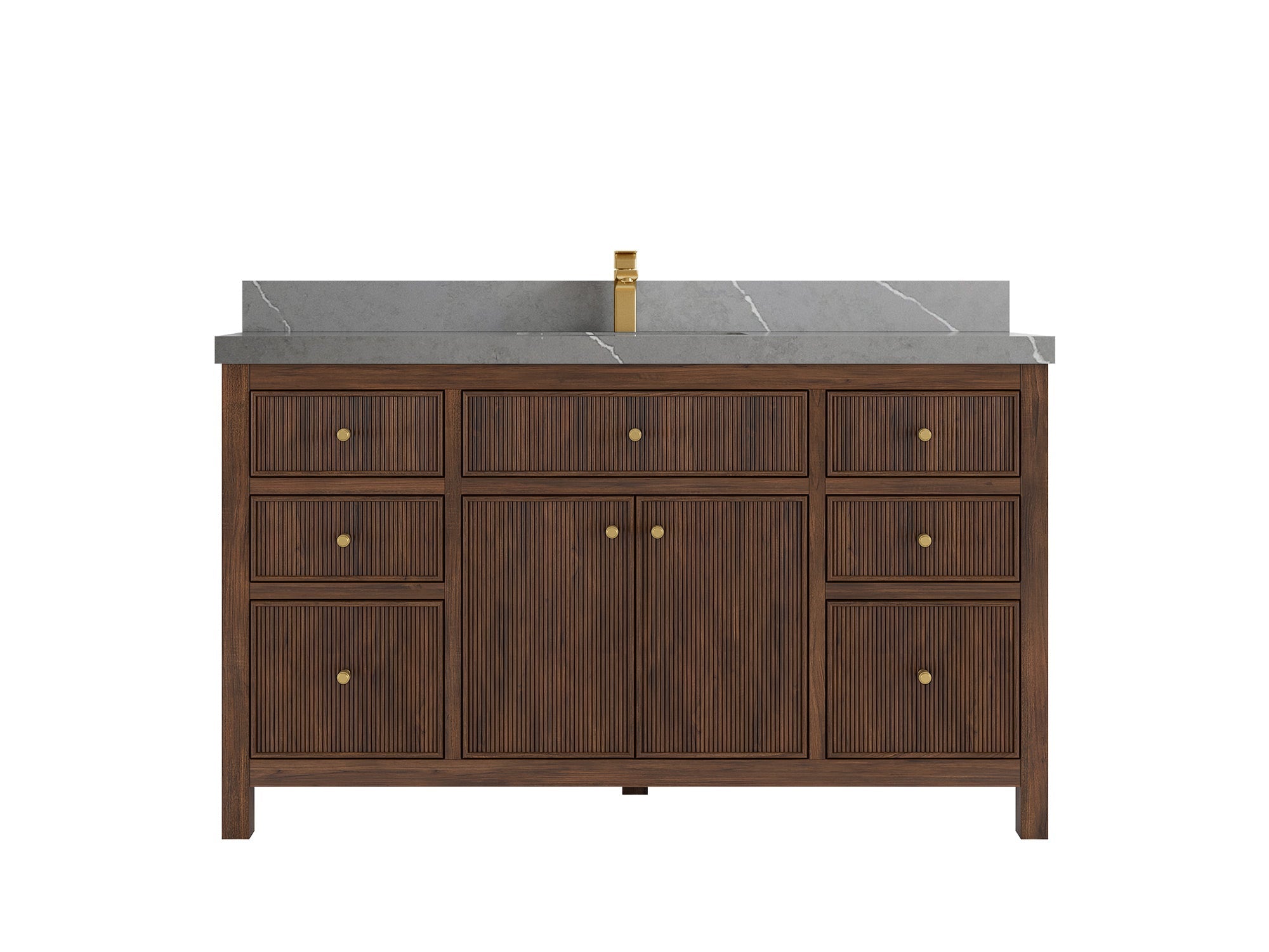 Sonoma Reeded Teak Wood 60 in. W x 22 in. D Single Sink Bathroom Vanity