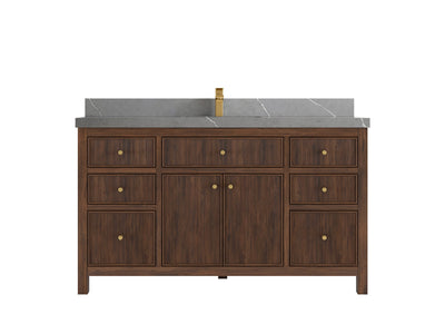 Sonoma Reeded Teak Wood 60 in. W x 22 in. D Single Sink Bathroom Vanity