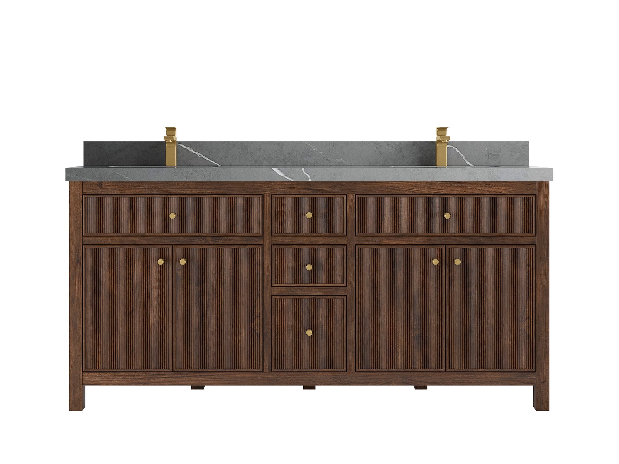 Sonoma Reeded Teak Wood 72 in. W x 22 in. D Double Sink Bathroom Vanity