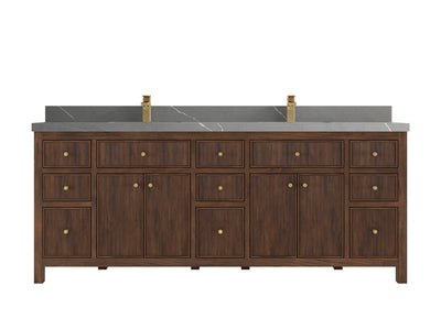 Sonoma Reeded Teak Wood 84 in. W x 22 in. D Double Sink Bathroom Vanity