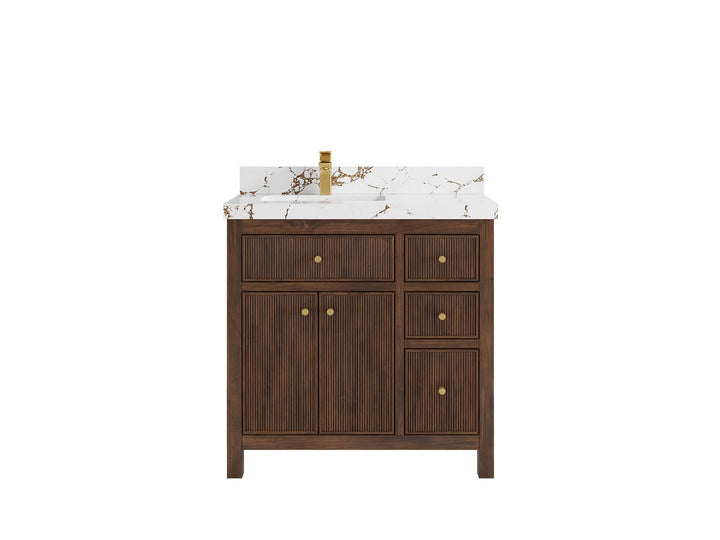 Sonoma Teak Wood 36 in. W x 22 in. D Left Offset Sink Bathroom Vanity - photo 21