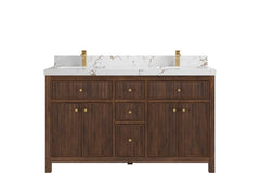 Sonoma Reeded Teak Wood 60 in. W x 22 in. D Double Sink Bathroom Vanity - photo 21