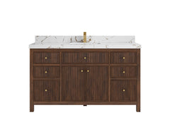 Sonoma Reeded Teak Wood 60 in. W x 22 in. D Single Sink Bathroom Vanity - photo 21