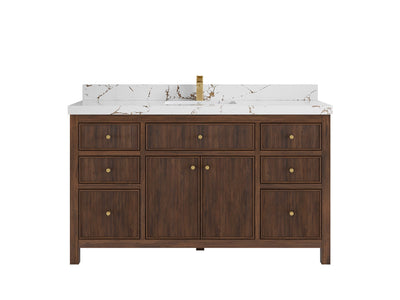 Sonoma Reeded Teak Wood 60 in. W x 22 in. D Single Sink Bathroom Vanity