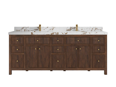 Sonoma Reeded Teak Wood 84 in. W x 22 in. D Double Sink Bathroom Vanity