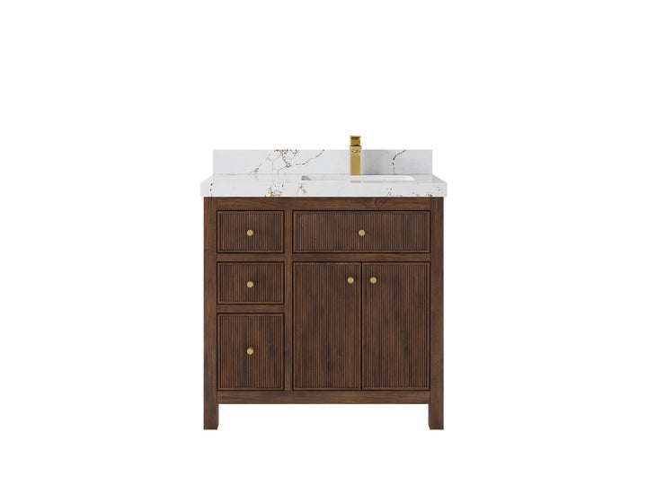 Sonoma Teak Wood 36 in. W x 22 in. D Right Offset Sink Bathroom Vanity - photo 22